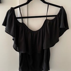 Lush Black Off the Shoulder Evening Shirt Large